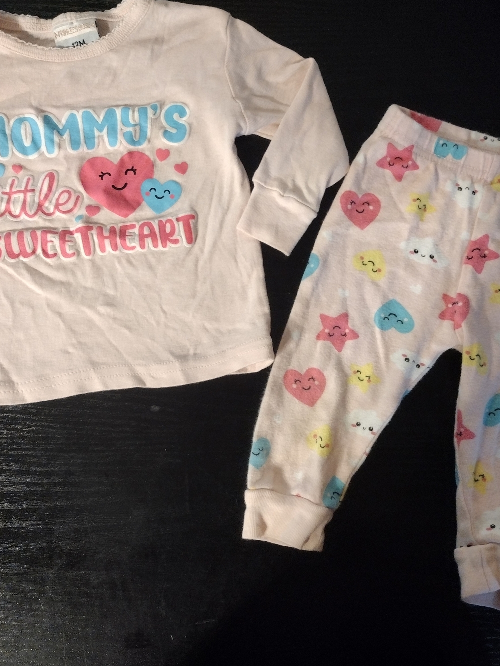 Mommy's Little Sweetheart Soft Pink Heart & Star Kids Pajama Set